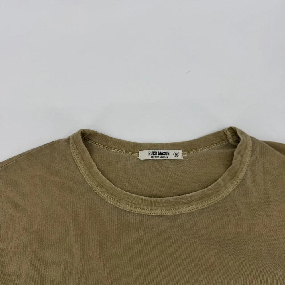 Buck Mason Slub Curved Hem Tee Mens Medium Olive Brown T-Shirt READ